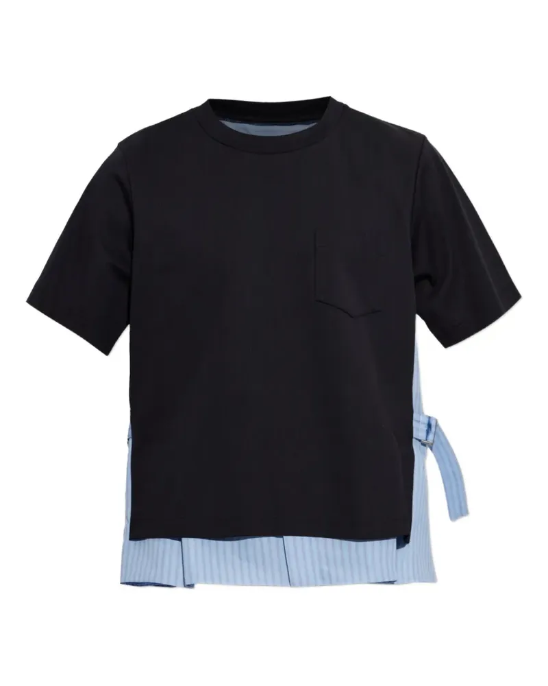 Sacai T-Shirt mit Brusttasche im Layering-Look - Schwarz Schwarz