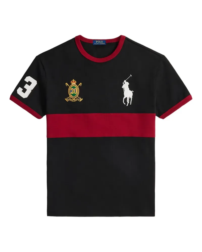 Ralph Lauren T-Shirt mit geripptem Kragen - Schwarz Schwarz