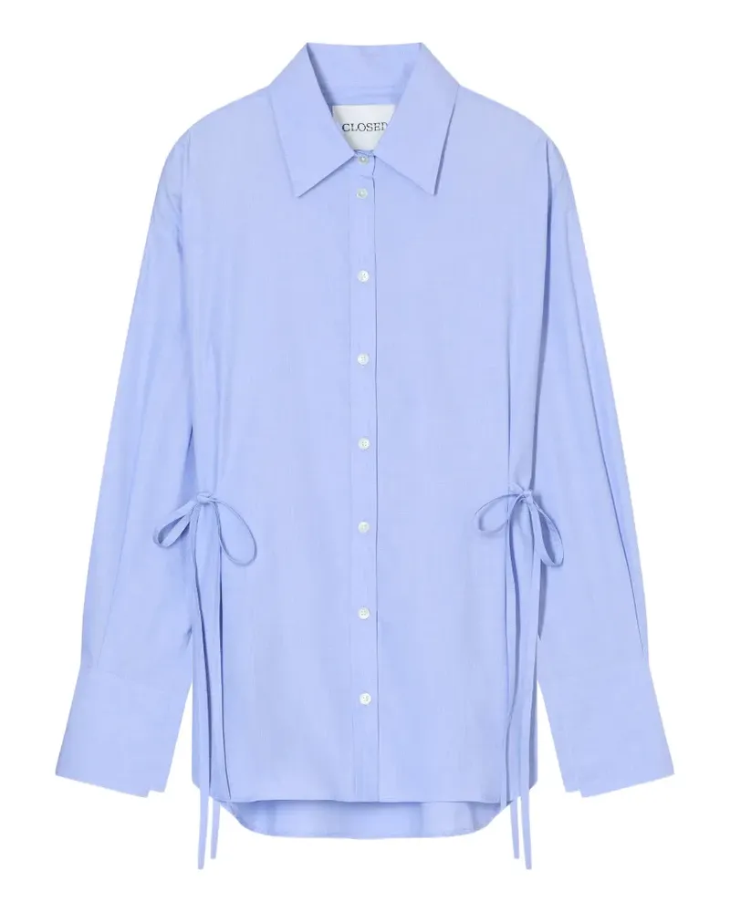 Closed waist-ties long-sleeve shirt - Blau Blau