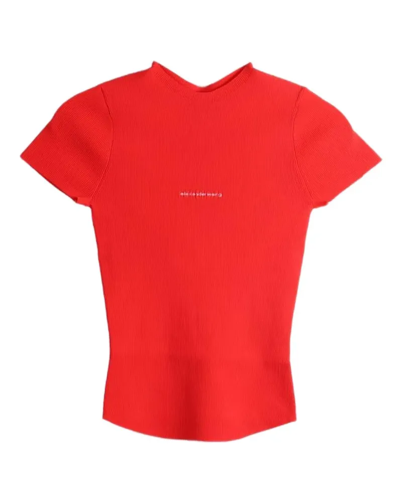 Alexander Wang jacquard logo short sleeve crew-neck top - Rot Rot