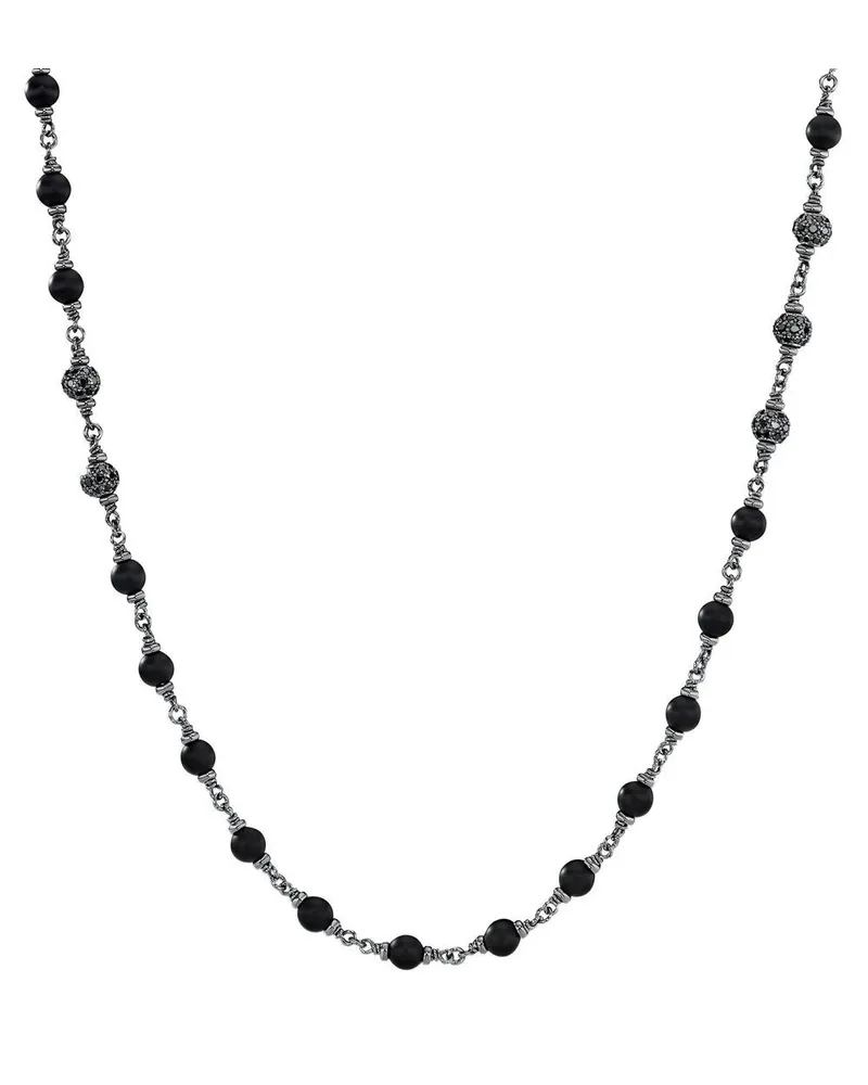 David Yurman Spiritual Beads Rosary Sterlingsilber-Halskette mit Diamant 6mm Silber