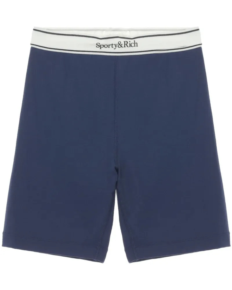 SPORTY & RICH Shorts mit Logo-Bund - Blau Blau