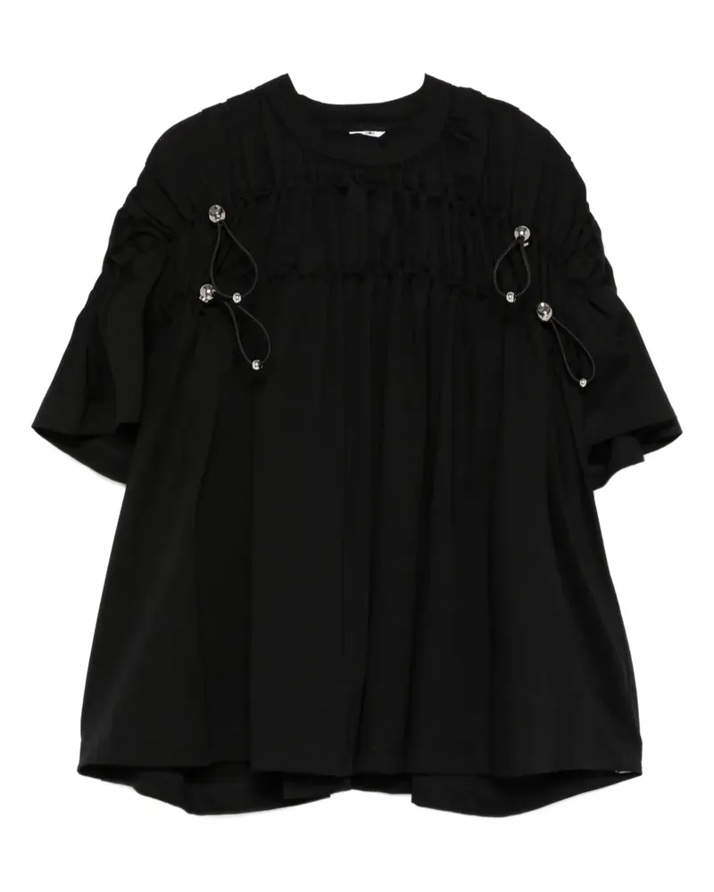 Noir Kei Ninomiya embellished gathered blouse - Schwarz Schwarz