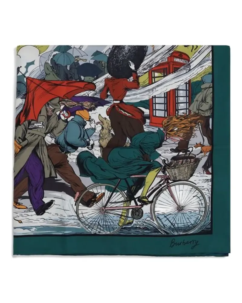 Burberry Raining Cats and Dogs silk scarf - Weiß Weiß