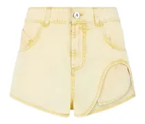 Acid-Wash-Shorts mit Cut-Out - Gelb
