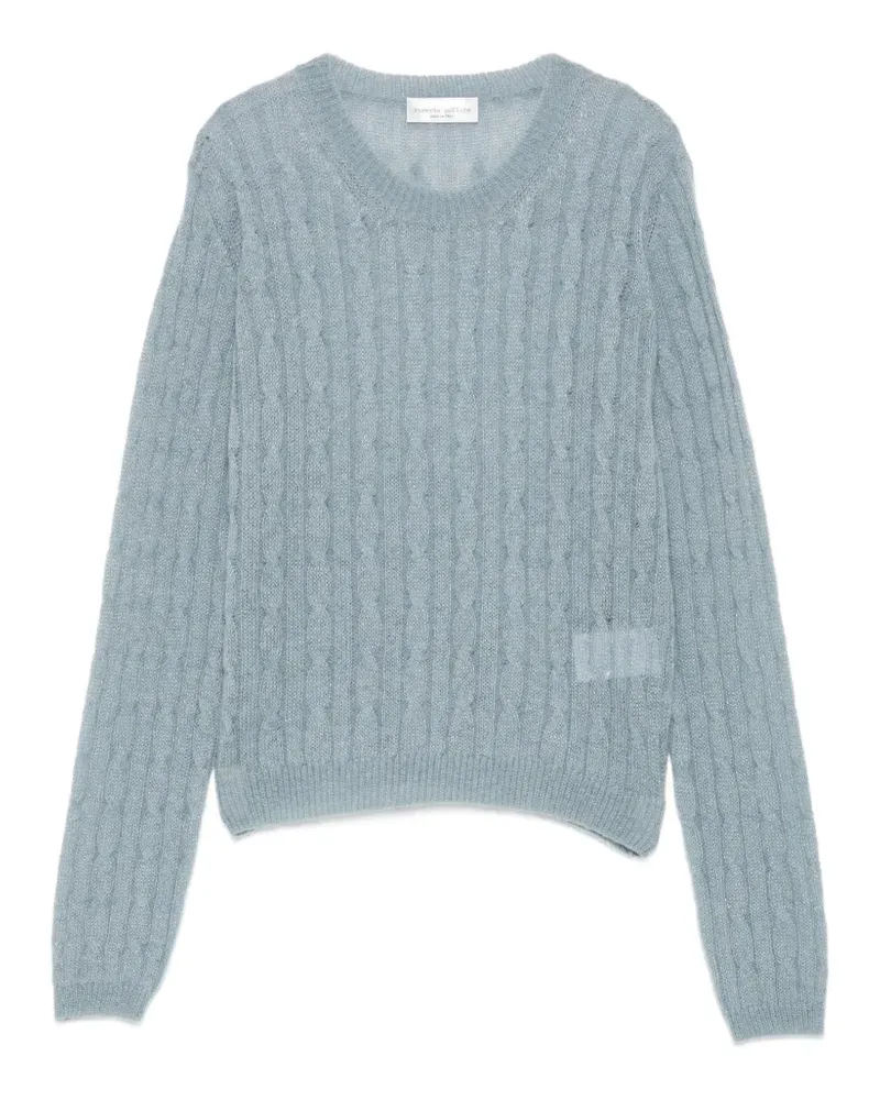 Roberto Collina Pullover mit Zopfmuster und Metallic-Garn - Blau Blau