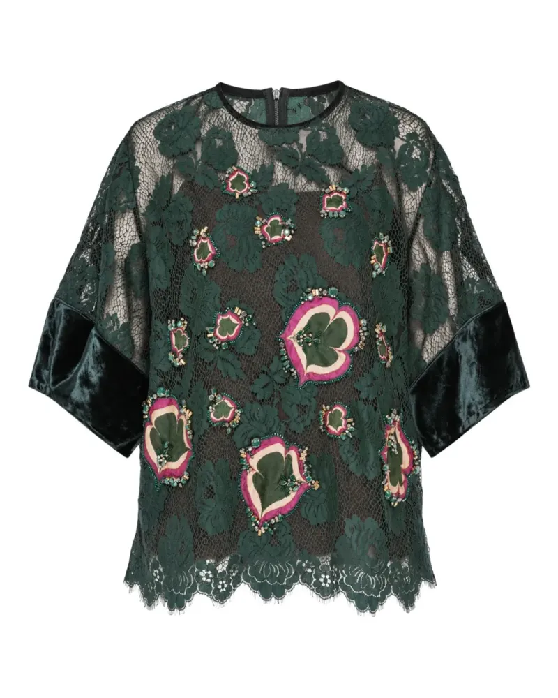 Biyan Bluse mit Spitzeneinsatz - Grün Grün