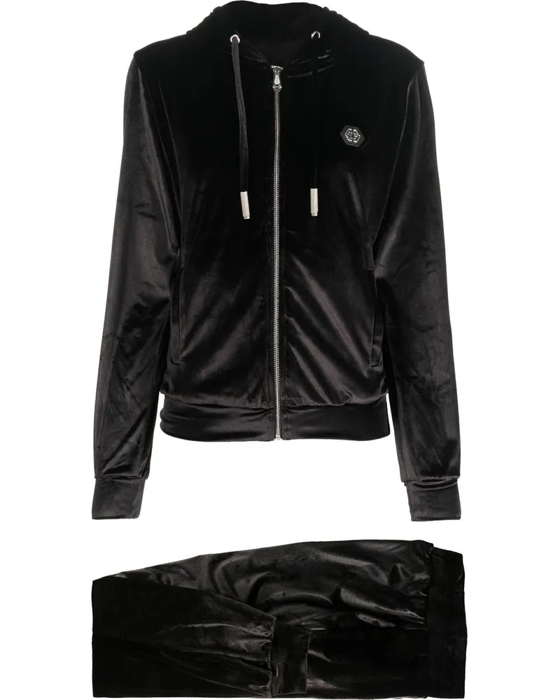 Philipp Plein Hose mit Logo-Patch - Schwarz Schwarz