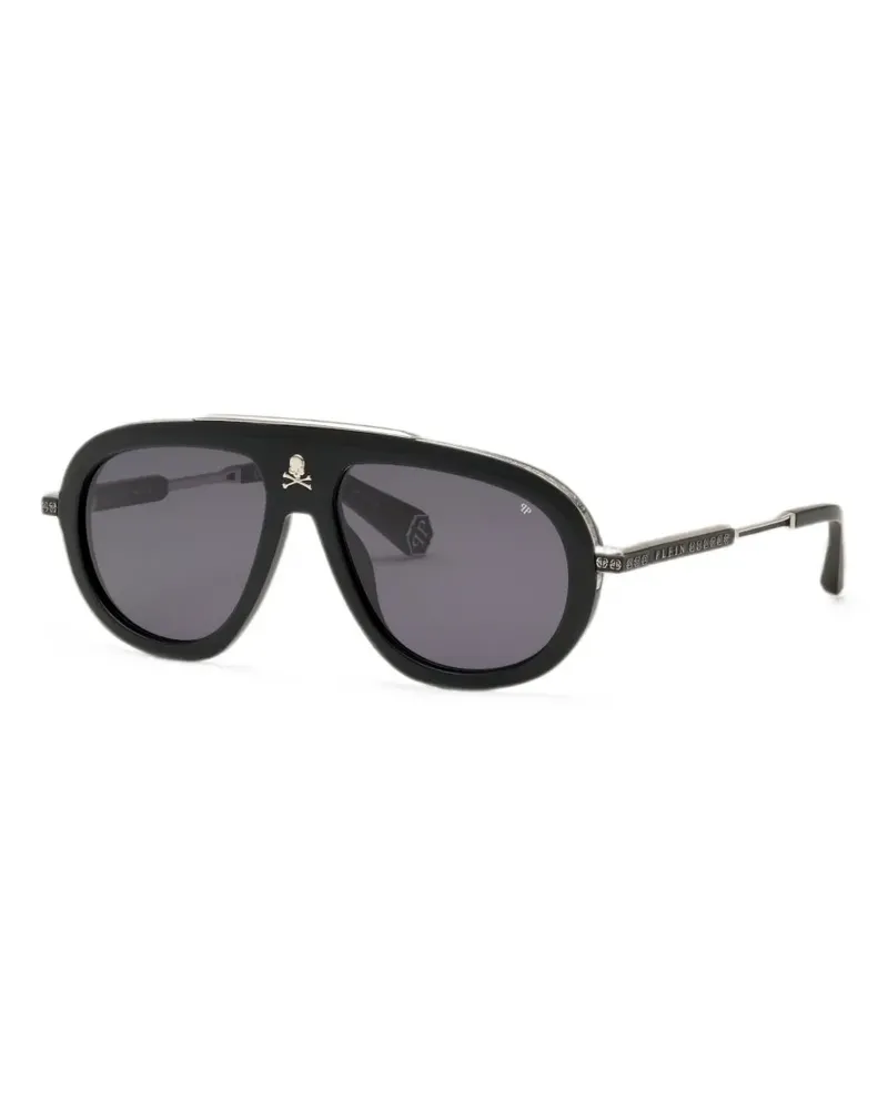 Philipp Plein skull-plaque pilot-frame sunglasses - Schwarz Schwarz