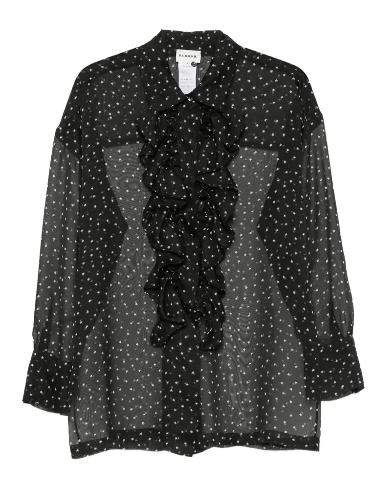 P.A.R.O.S.H. P.A.R.O H. star-print ruffled shirt - Schwarz Schwarz