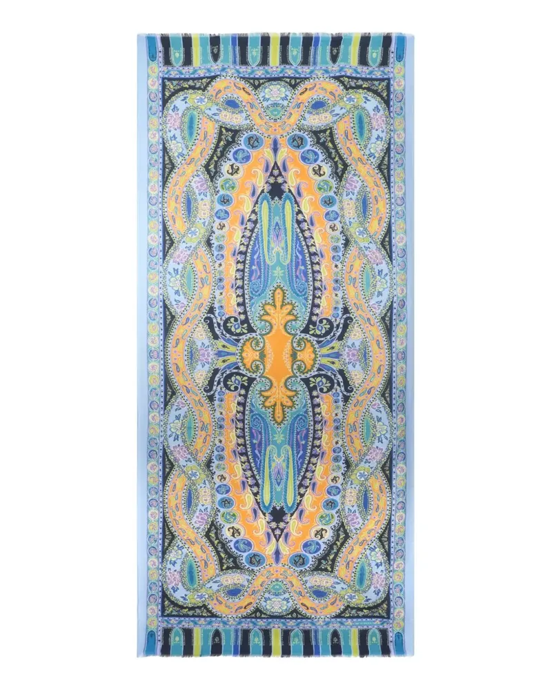 Etro Schal mit Paisleymuster - Blau Blau