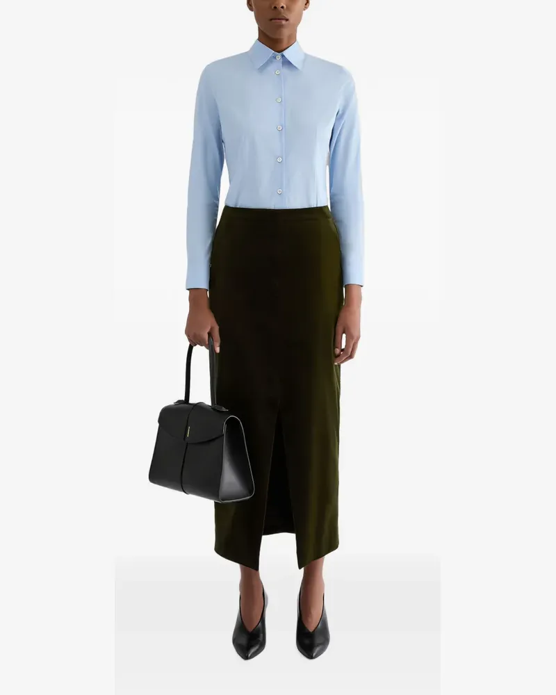 Jil Sander Samt-Midirock mit Schlitz - Grün Grün