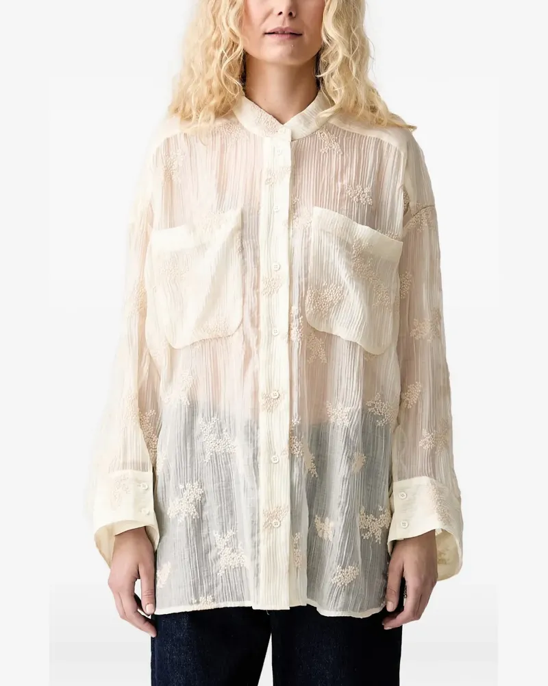 MUNTHE embroidered sheer shirt - Nude Nude