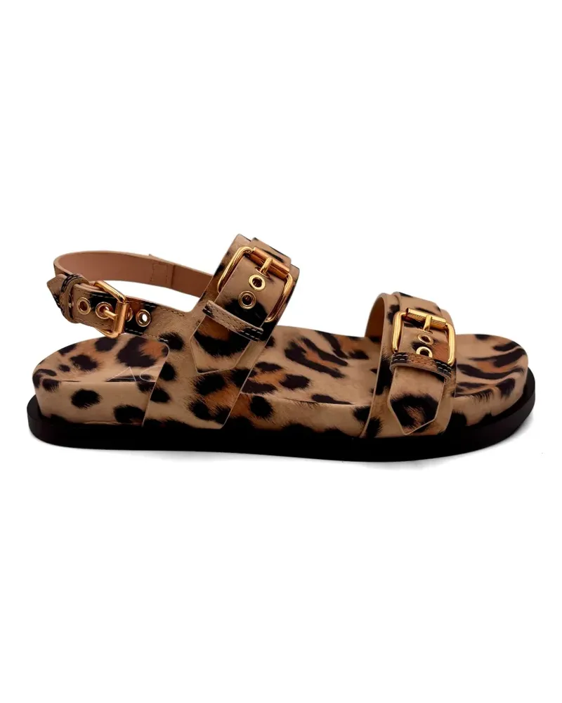 Attilio Giusti Leombruni Cristina leopard-print buckle-strap sandals - Nude Nude