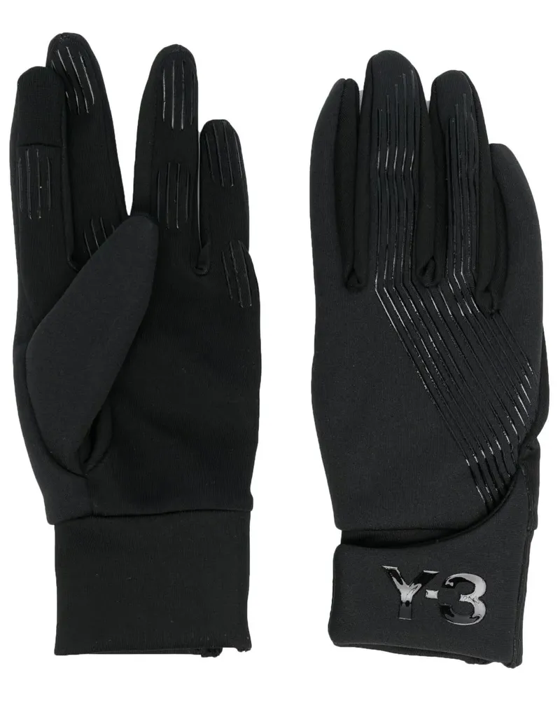 Y-3 Handschuhe mit Logo-Print - Schwarz Schwarz
