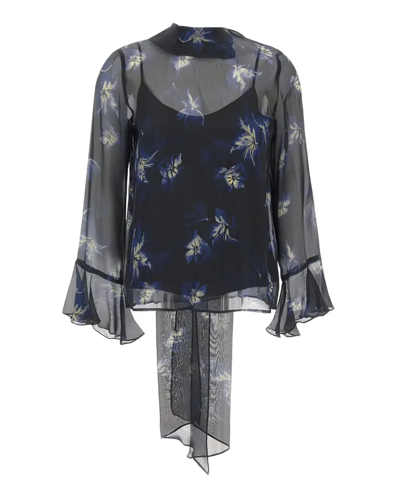 Max Mara floral-print silk blouse - Schwarz Schwarz