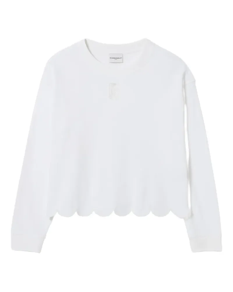 Claudie Pierlot scalloped-hem waffle-knit sweatshirt - Weiß Weiß