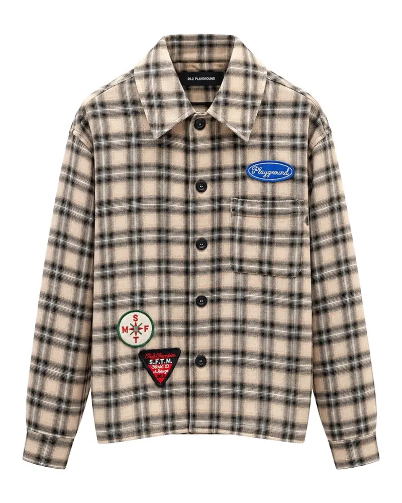 Song For The Mute Karierte Jacke mit Patch - Nude Nude