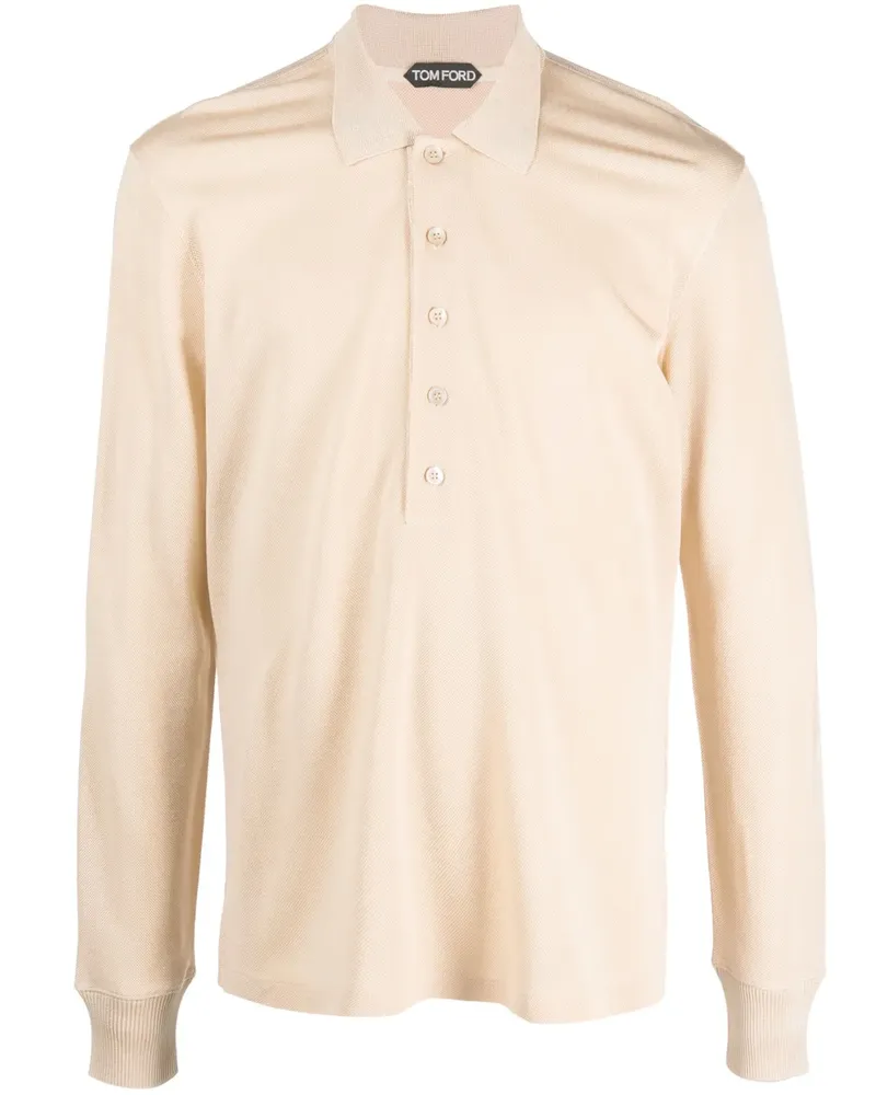 Tom Ford Poloshirt aus Pikee - Nude Nude