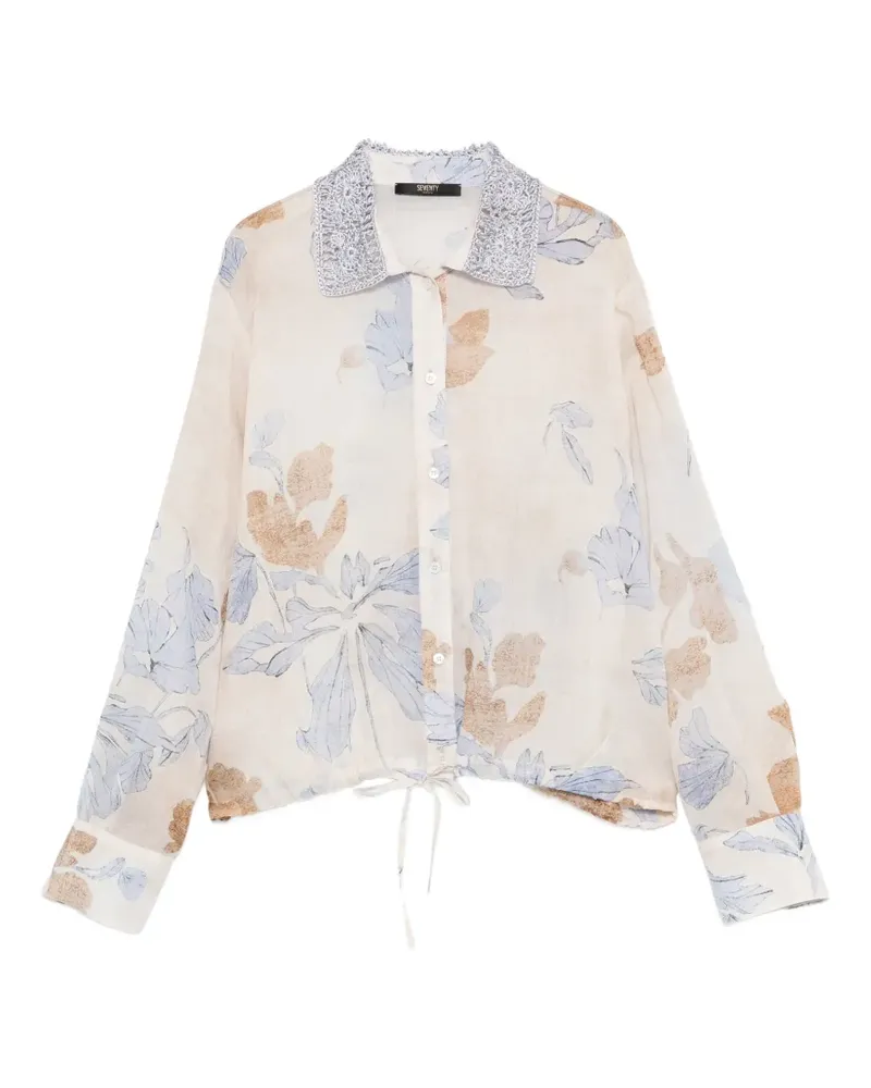 Seventy floral crocheted collar top - Nude Nude