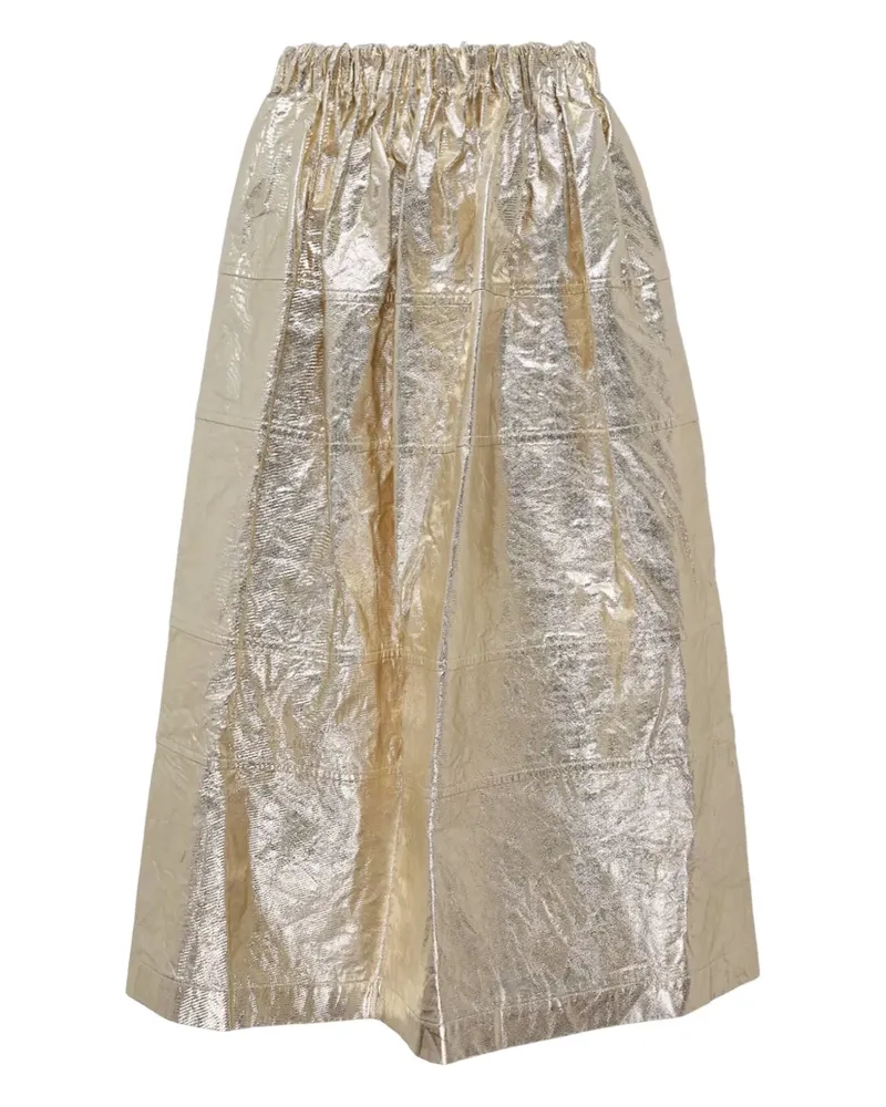 Comme des Garçons foiled-finish midi skirt - Gold Gold