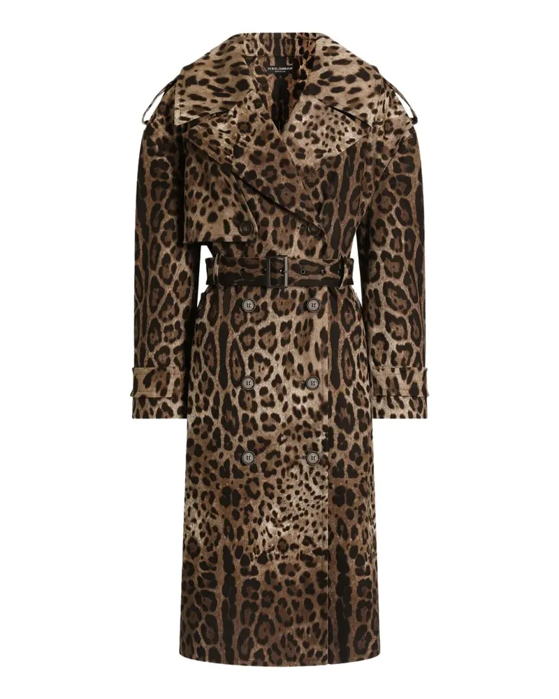 Dolce & Gabbana Doppelreihiger Mantel mit Leo-Print - Nude Nude