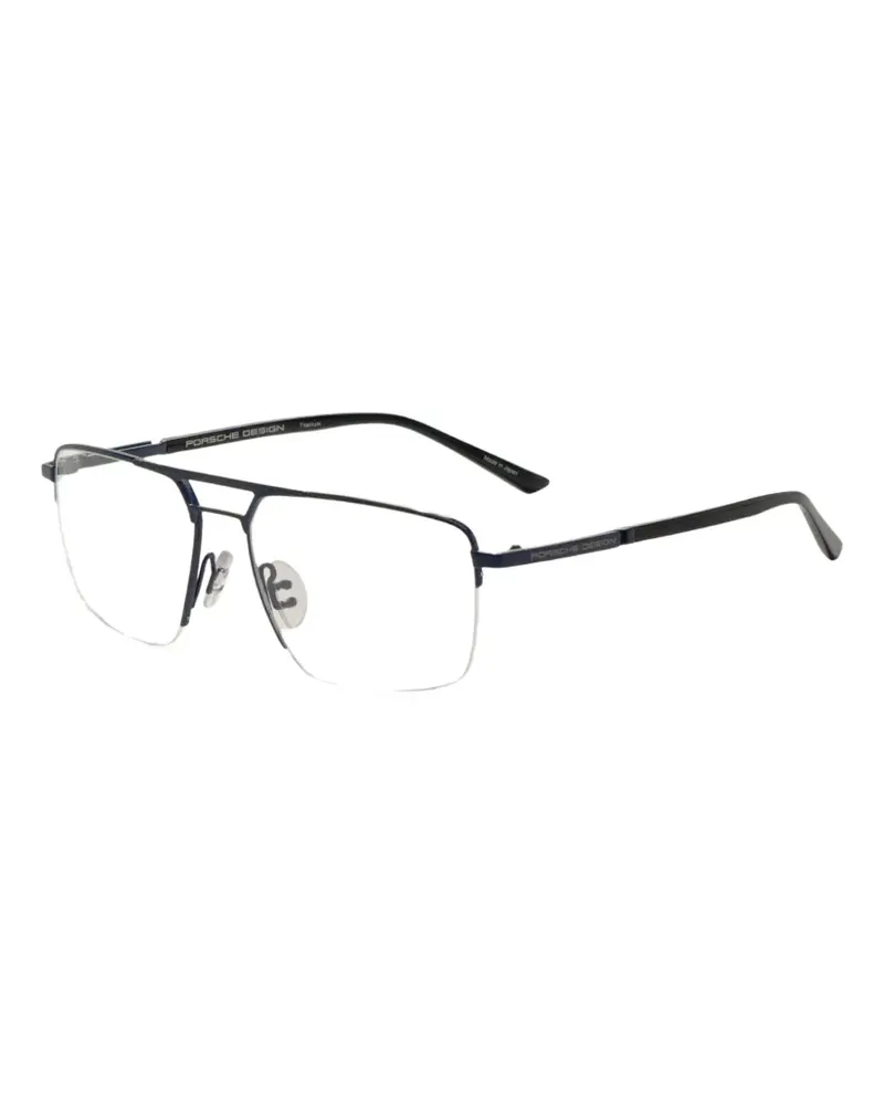 Porsche Design Eckige Brille mit Doppelsteg - Blau Blau