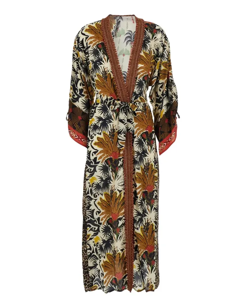 Anjuna mixed-print belted dress - Nude Nude