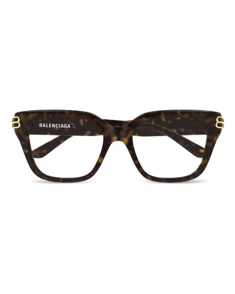 Balenciaga Eckige Brille mit Logo - Braun Braun