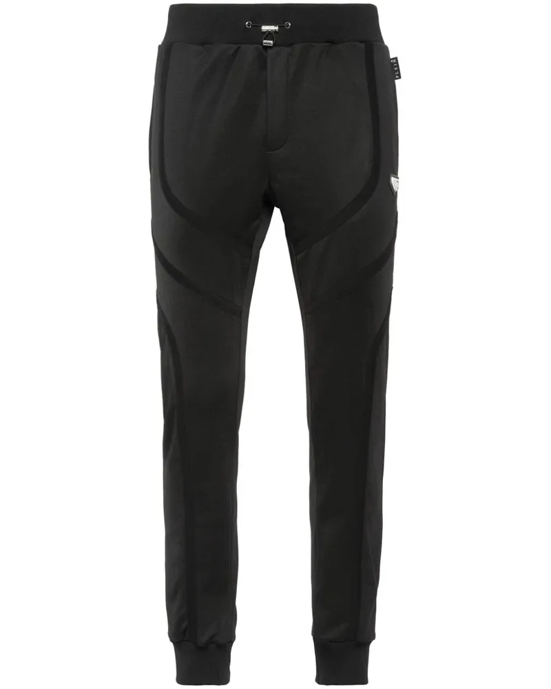 Philipp Plein Jogginghose mit Logo-Schild - Schwarz Schwarz