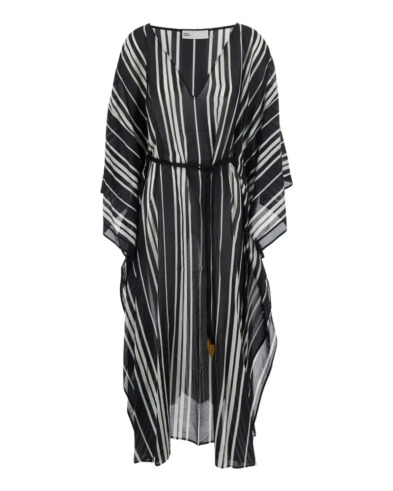 Tory Burch belted striped caftan - Schwarz Schwarz