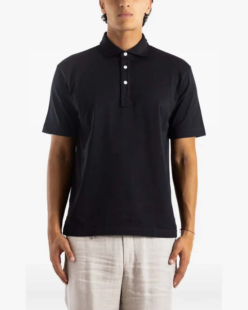 Handvaerk jersey short-sleeved polo shirt - Schwarz Schwarz