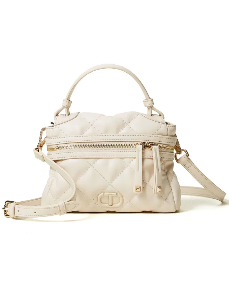Twin-Set Gesteppte Handtasche mit Logo-Schild - Nude Nude