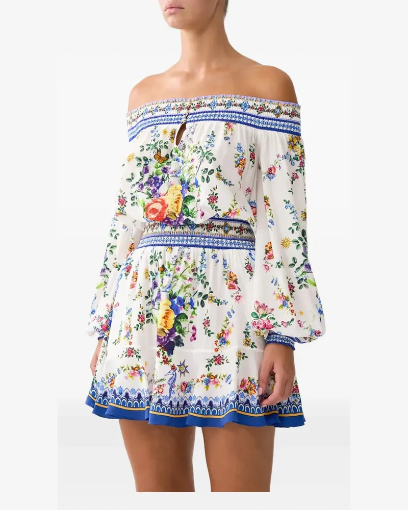 Camilla Schulterfreies Tiles Dars Minikleid - Weiß Weiß