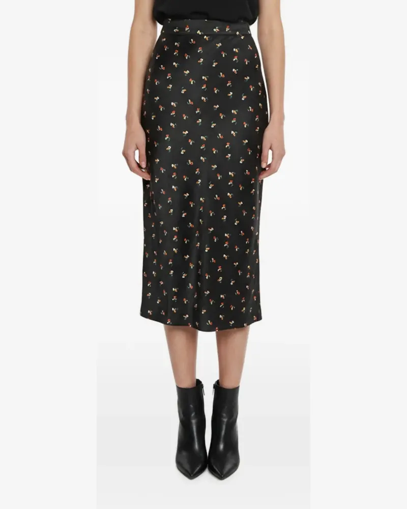 Victoria Beckham floral-print midi skirt - Schwarz Schwarz