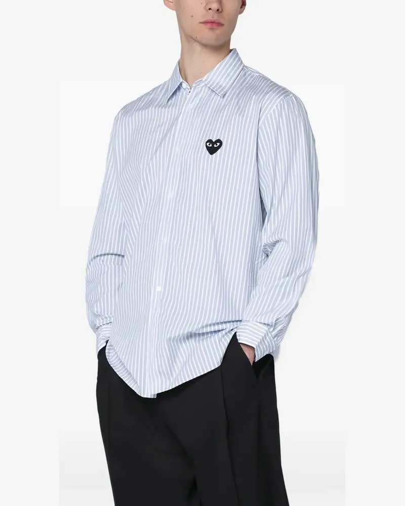 Comme des Garçons Gestreiftes Hemd mit Logo-Patch - Weiß Weiß