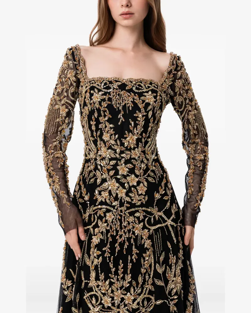 Dina Melwani embellished tulle maxi dress - Schwarz Schwarz