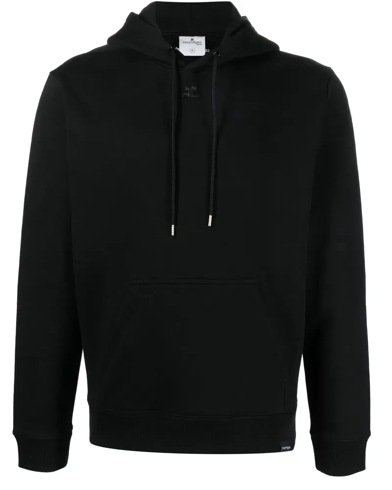 Courrèges Hoodie mit Logo-Patch - Schwarz Schwarz