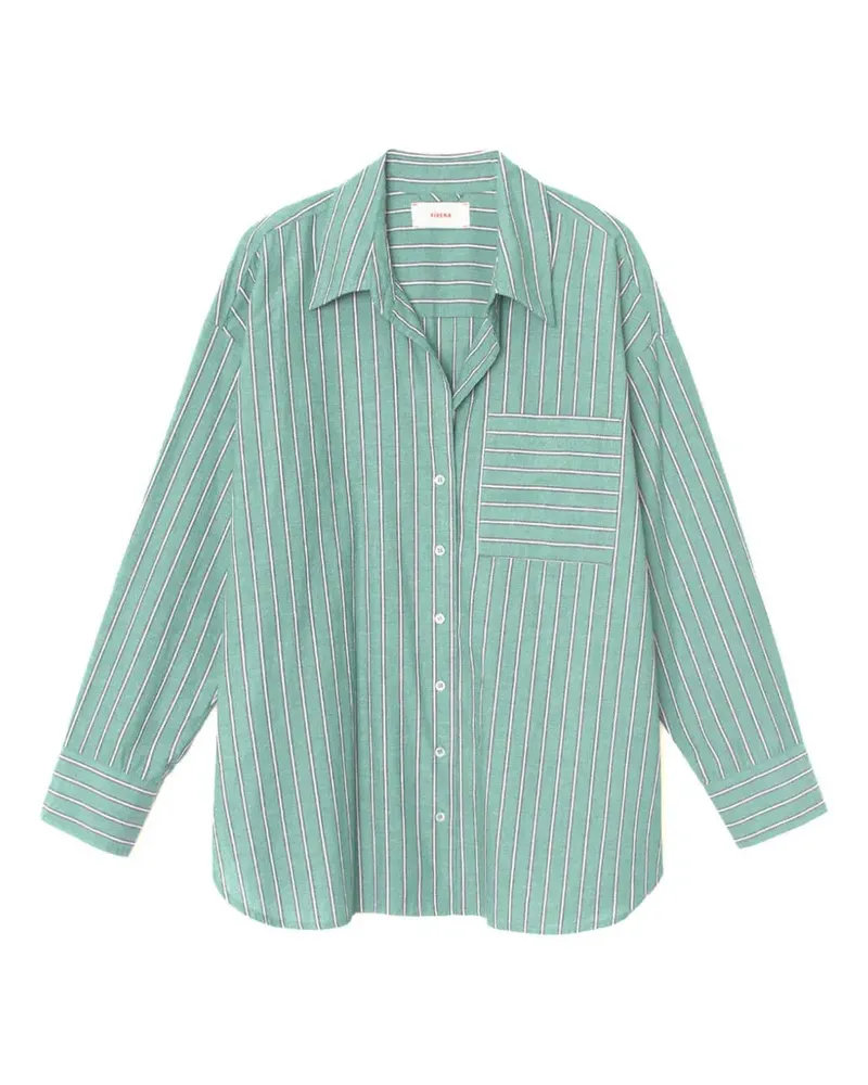 Xírena Gestreiftes Hemd mit Tasche - Grün Grün