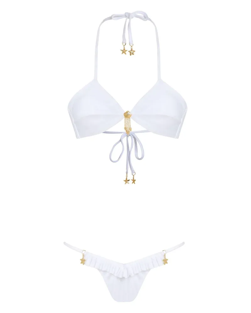 Amir Slama Bikini mit Seesterne-Anhängern - Weiß Weiß
