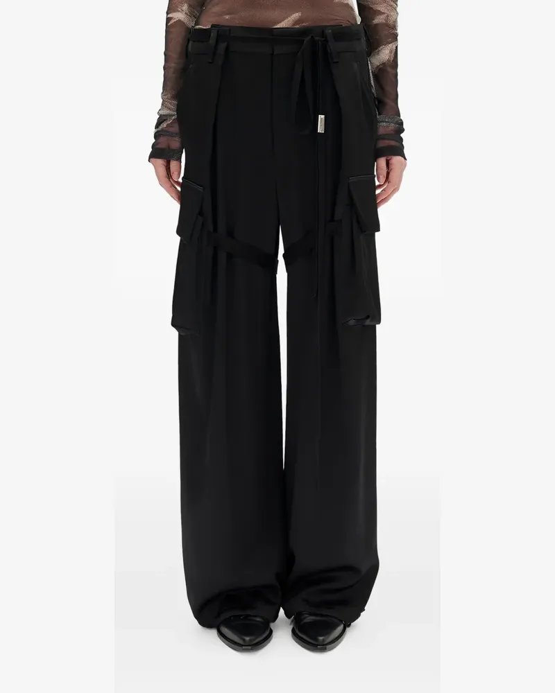 Ann Demeulemeester Satinhose mit aufgesetzten Taschen - Schwarz Schwarz