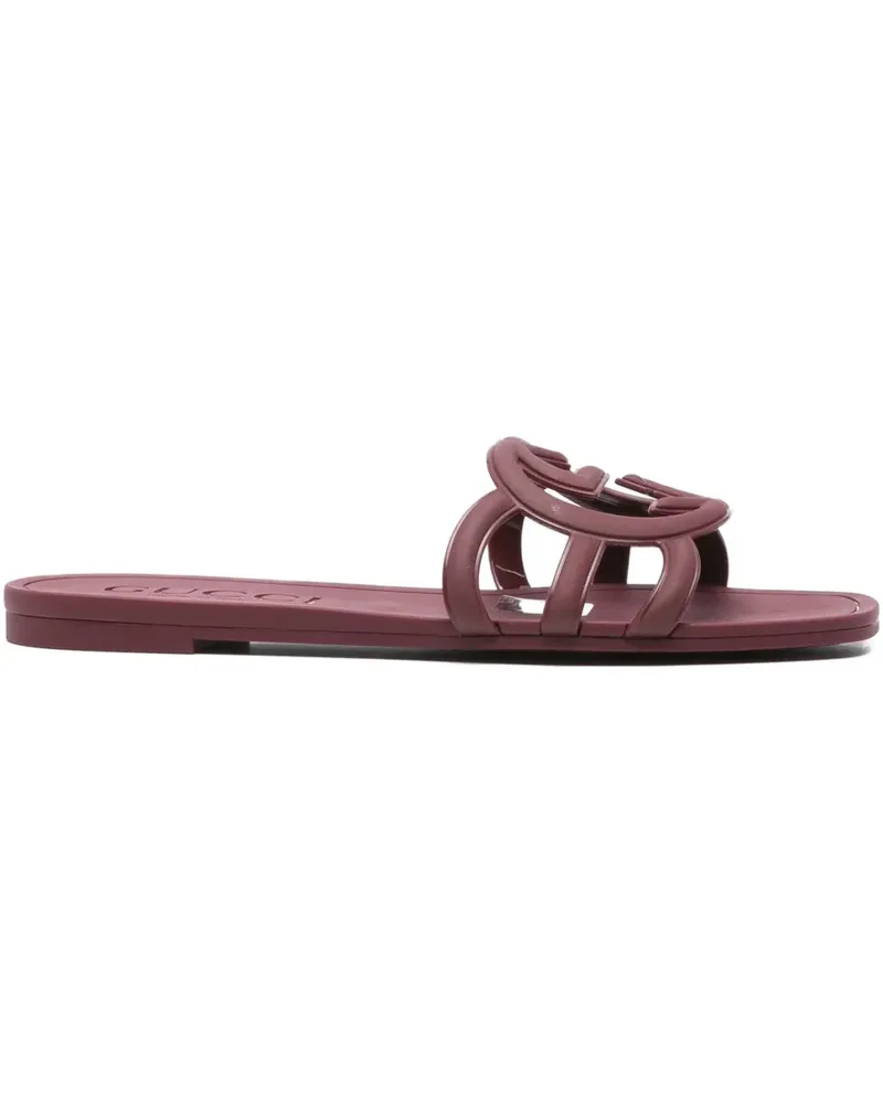 Gucci Flache Sandalen mit GG - Rot Rot