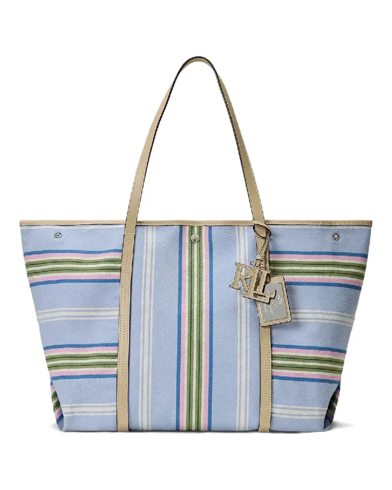 Ralph Lauren striped-pattern logo-charm tote bag - Blau Blau