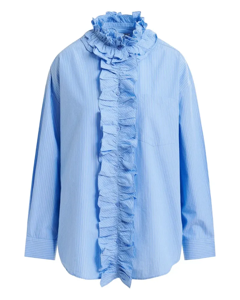Essentiel Gestreiftes Hemd mit Rüschen - Blau Blau