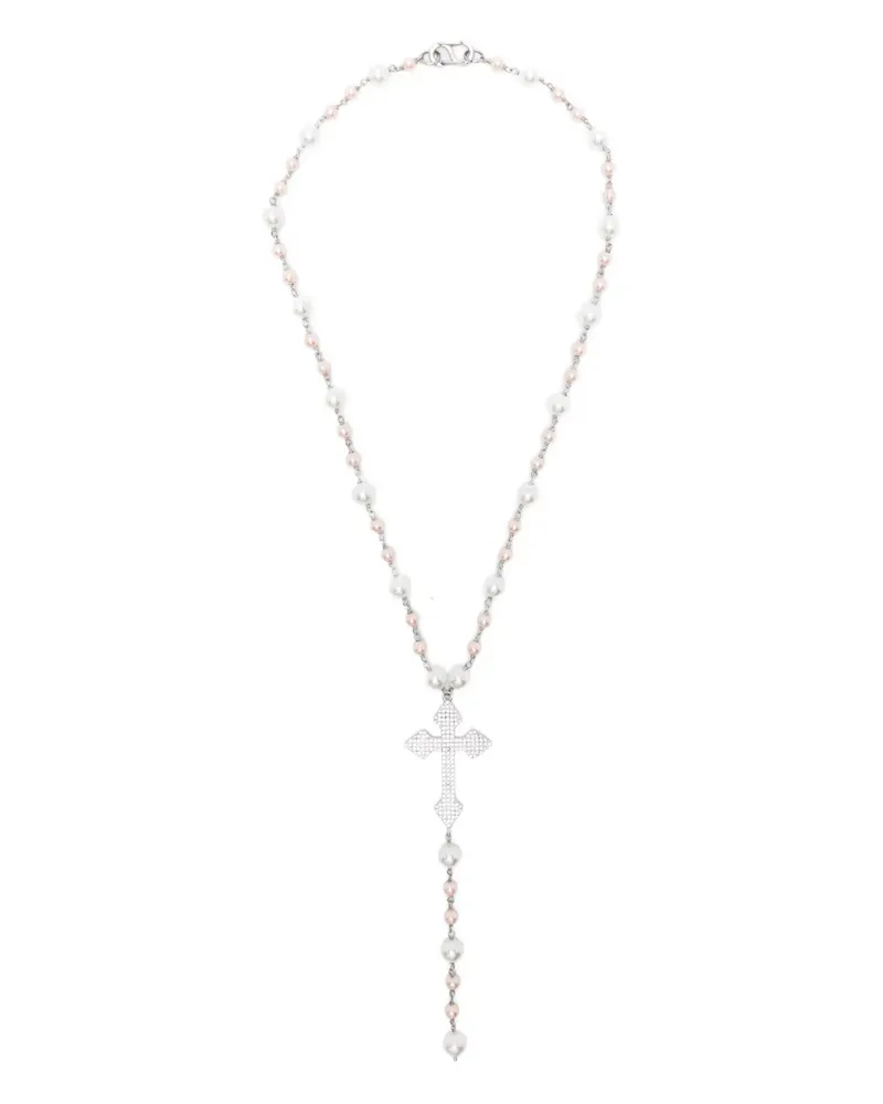 DARKAI Pearls Rosary beaded cross necklace - Weiß Weiß