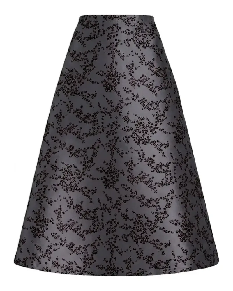 Alberta Ferretti floral-print A-line midi skirt - Grau Grau