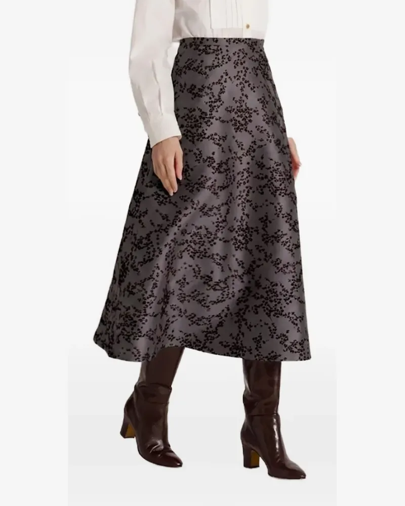 Alberta Ferretti floral-print A-line midi skirt - Grau Grau