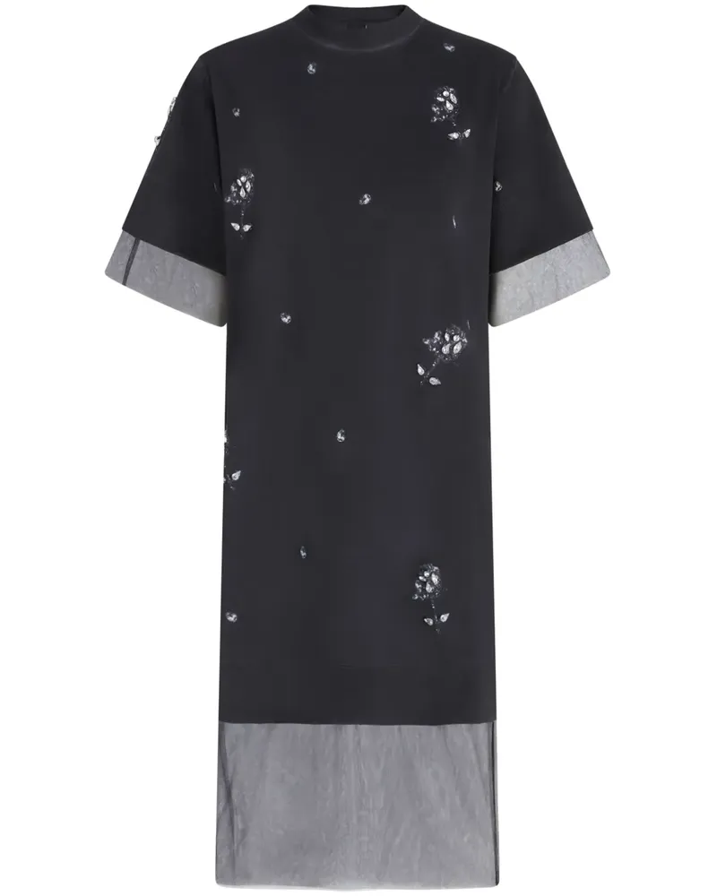 Pinko T-Shirtkleid mit Mesh-Einsatz - Schwarz Schwarz