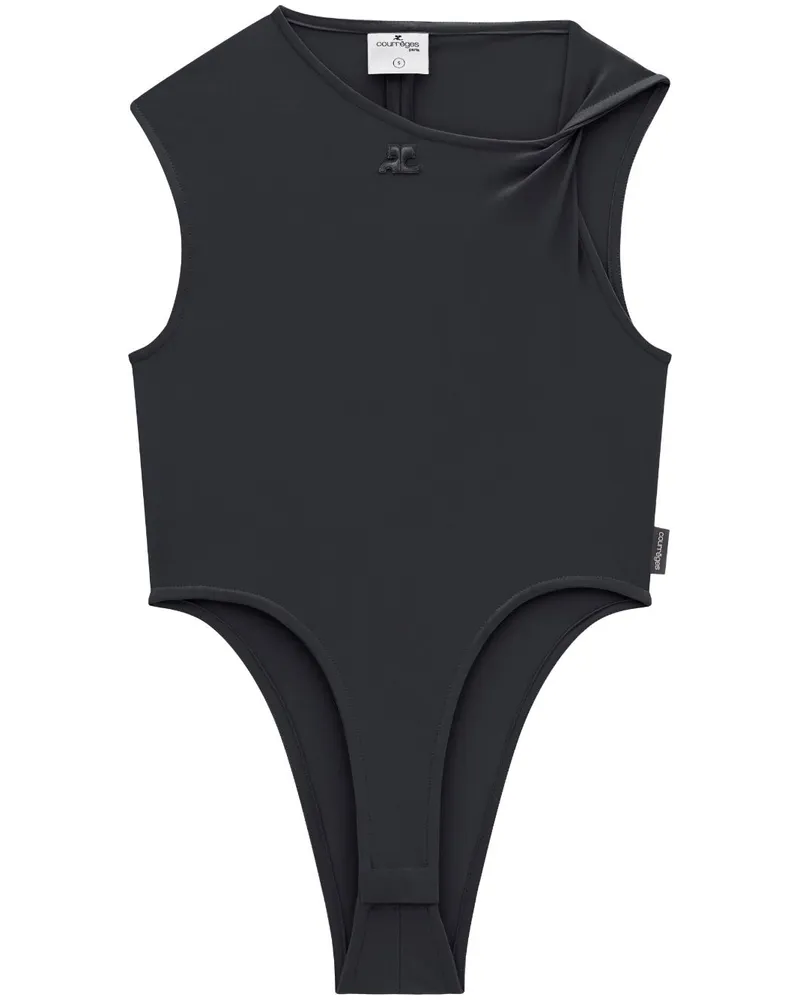 Courrèges Body mit Logo Schwarz