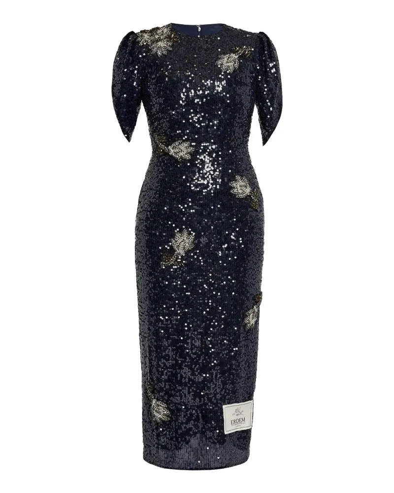 Erdem Midikleid mit Pailletten - Blau Blau